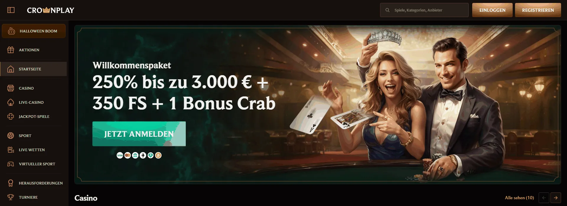 CrownPlay Online Casino Lobby Lobby des Online Casinos CrownPlay